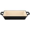 Large Deep Cast Iron Roasting Pan with Enamel Finish, Black